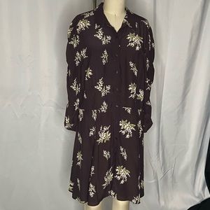 Black Floral Free People button dress